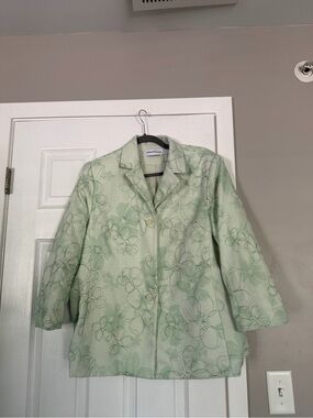 Alfred Dunner Green Floral Pastel Blazer Jacket